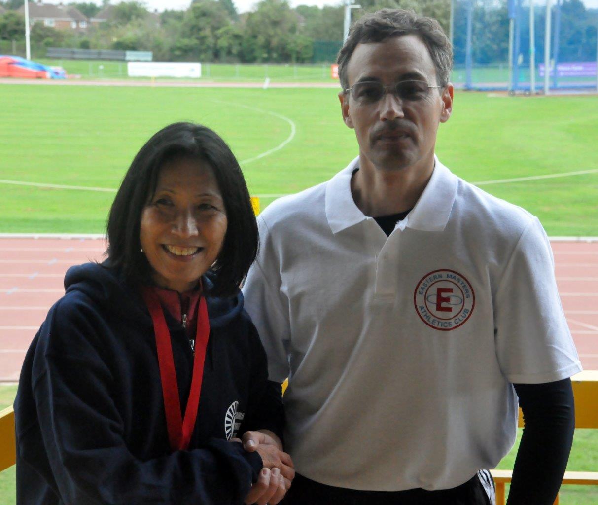 Yuko Gordon (FVS) - female athlete of the match- age graded 94.7% in the W60 3000m